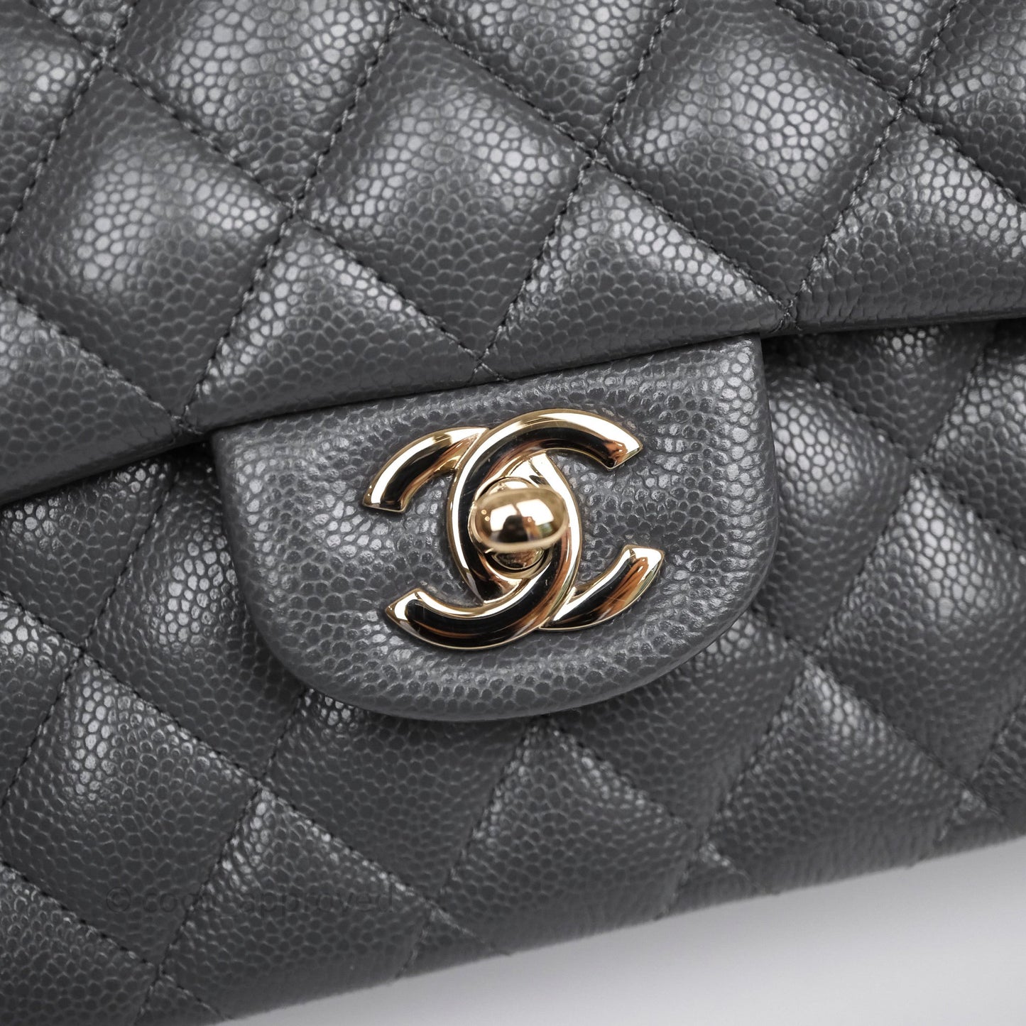 Chanel Classic M/L Medium Flap Quilted Dark Grey Caviar Gold Hardware