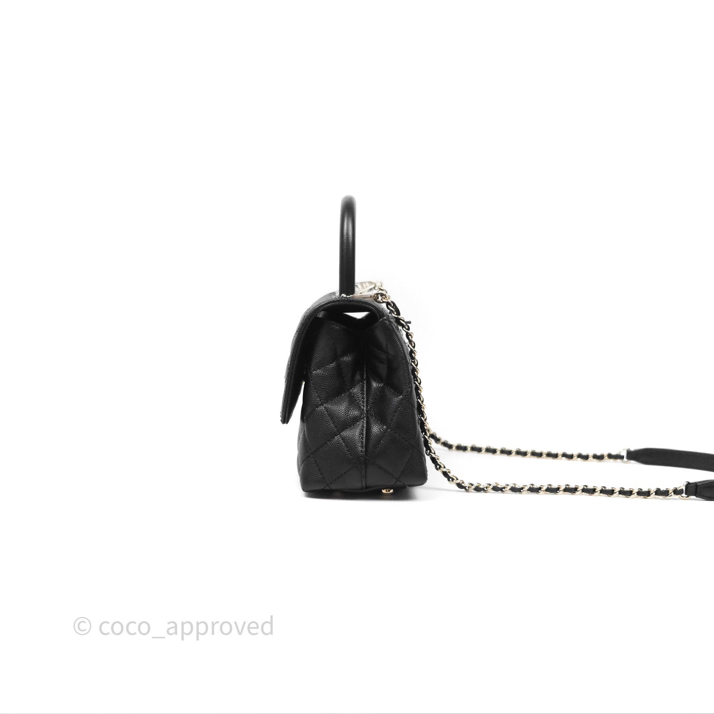 Chanel Small Coco Handle Quilted Black Caviar Gold Hardware