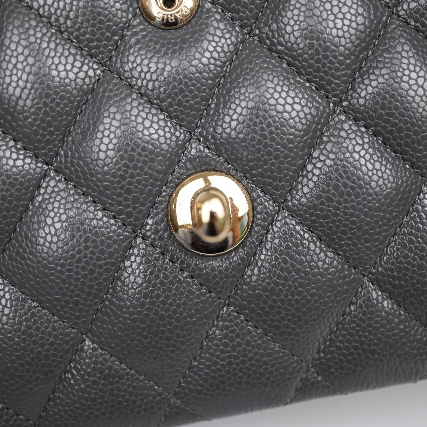 Chanel Classic M/L Medium Flap Quilted Dark Grey Caviar Gold Hardware