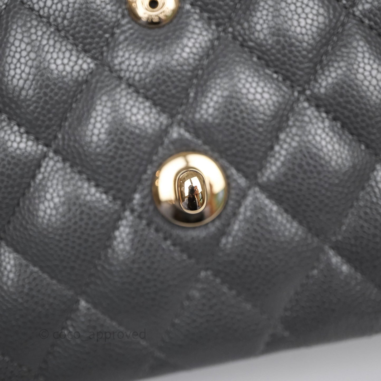 Chanel Classic M/L Medium Flap Quilted Dark Grey Caviar Gold Hardware