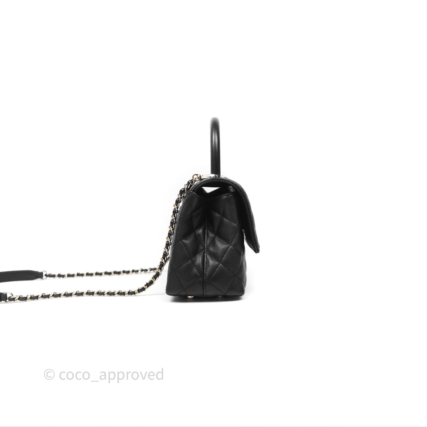 Chanel Small Coco Handle Quilted Black Caviar Gold Hardware