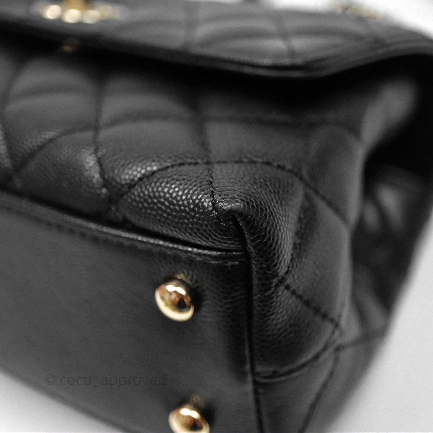 Chanel Small Coco Handle Quilted Black Caviar Gold Hardware