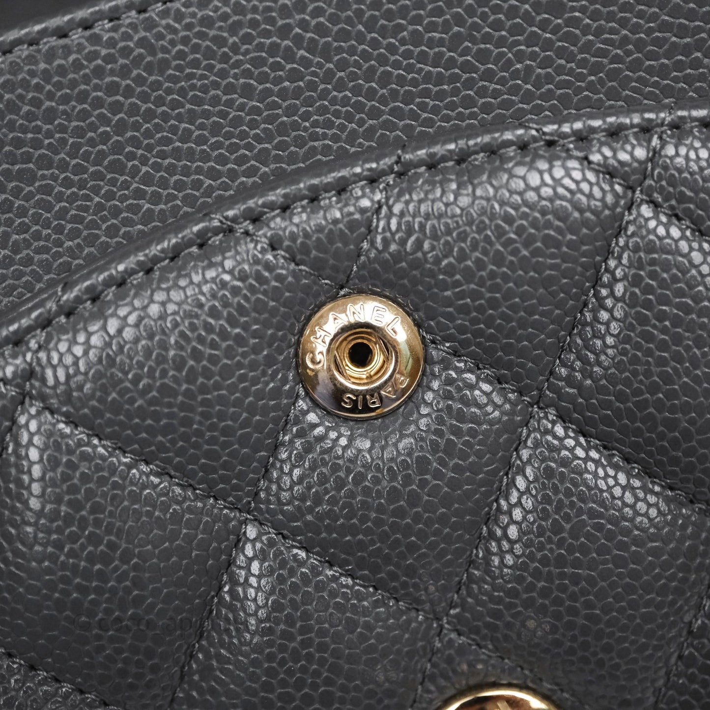 Chanel Classic M/L Medium Flap Quilted Dark Grey Caviar Gold Hardware