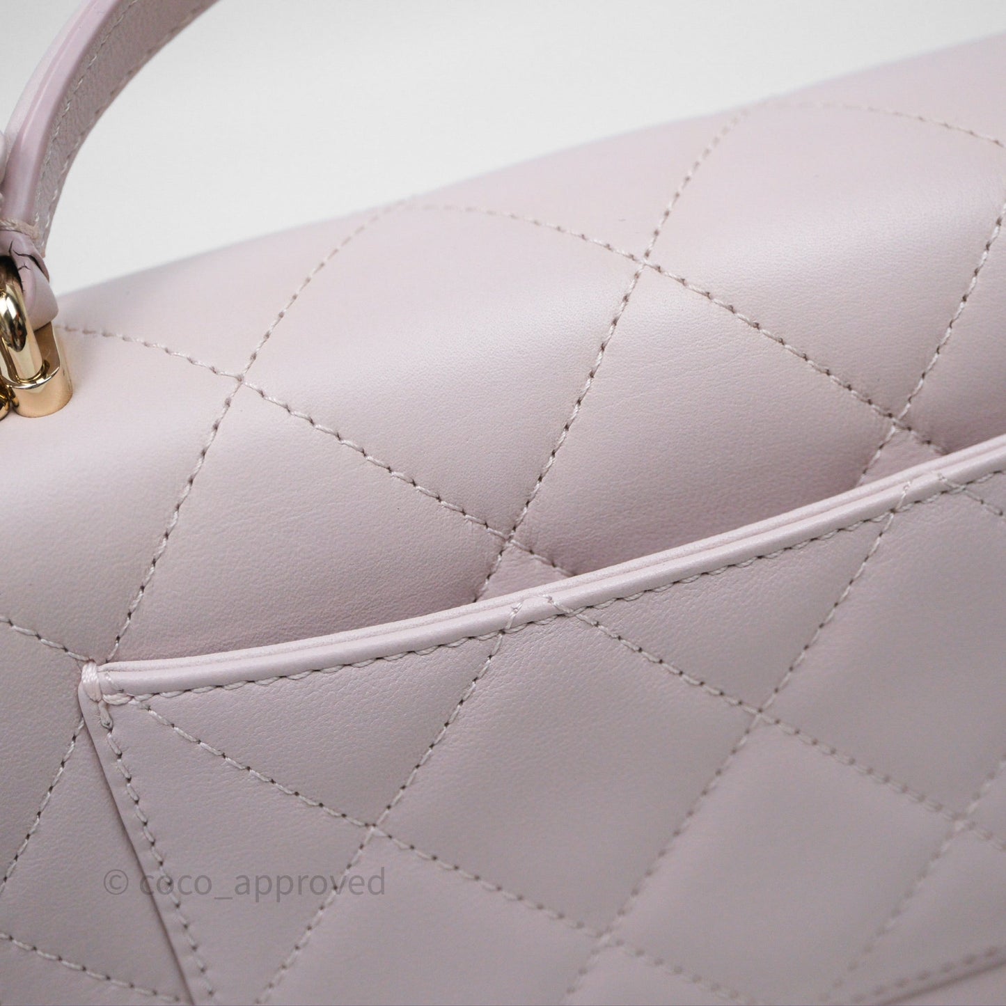 Chanel Small Coco Lady Quilted Flap Bag With Top Handle Light Pink Calfskin Gold Hardware