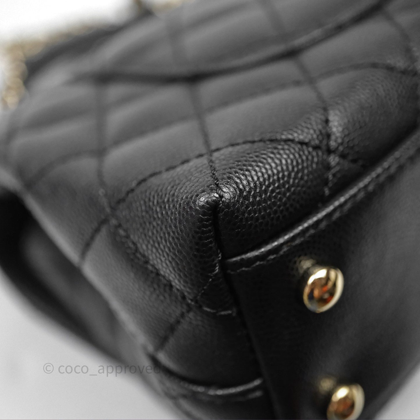 Chanel Small Coco Handle Quilted Black Caviar Gold Hardware