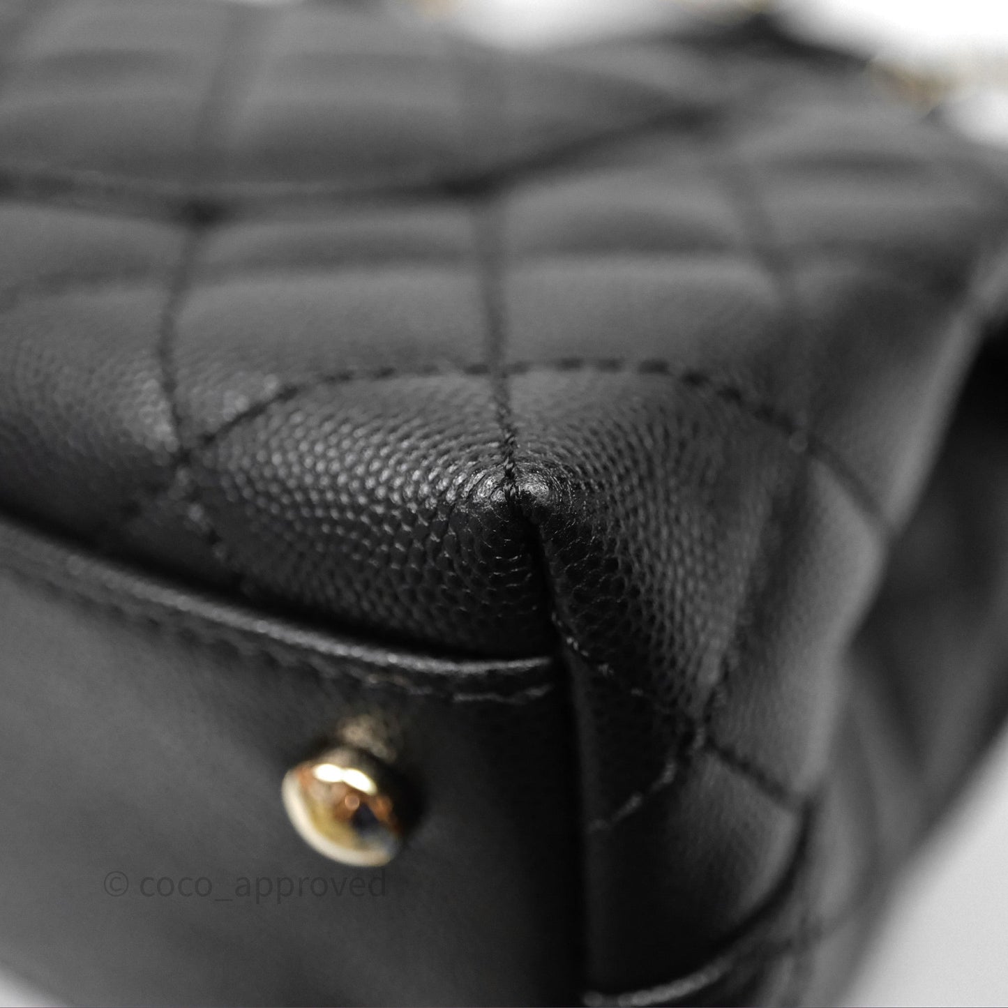 Chanel Small Coco Handle Quilted Black Caviar Gold Hardware