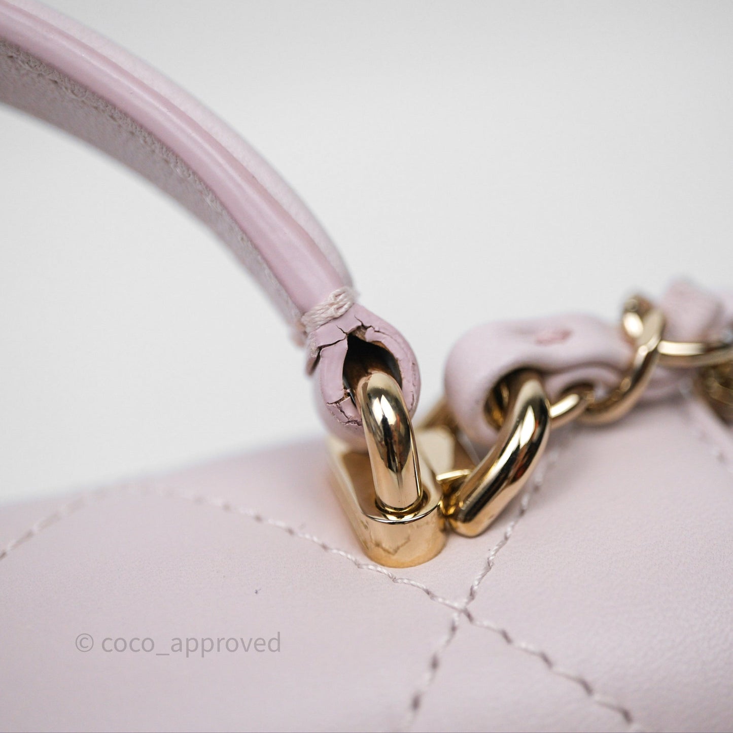 Chanel Small Coco Lady Quilted Flap Bag With Top Handle Light Pink Calfskin Gold Hardware