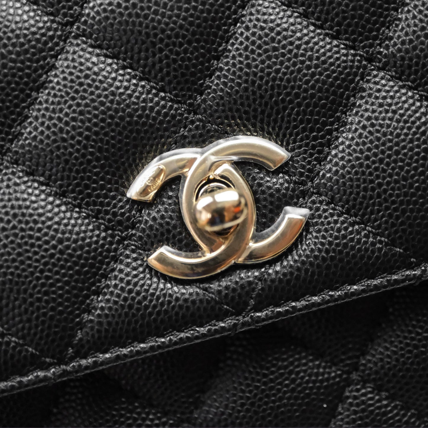 Chanel Small Coco Handle Quilted Black Caviar Gold Hardware