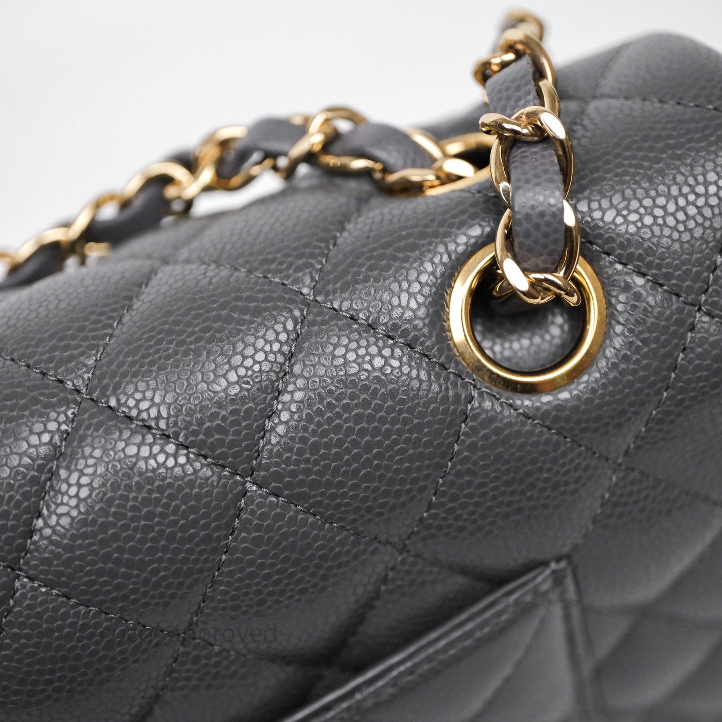 Chanel Classic M/L Medium Flap Quilted Dark Grey Caviar Gold Hardware