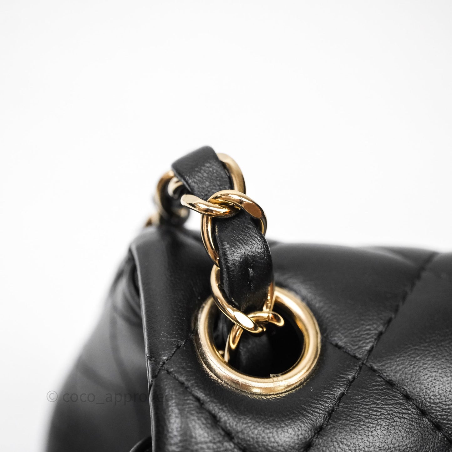 Chanel Mini Square Quilted Black Lambskin Gold Hardware