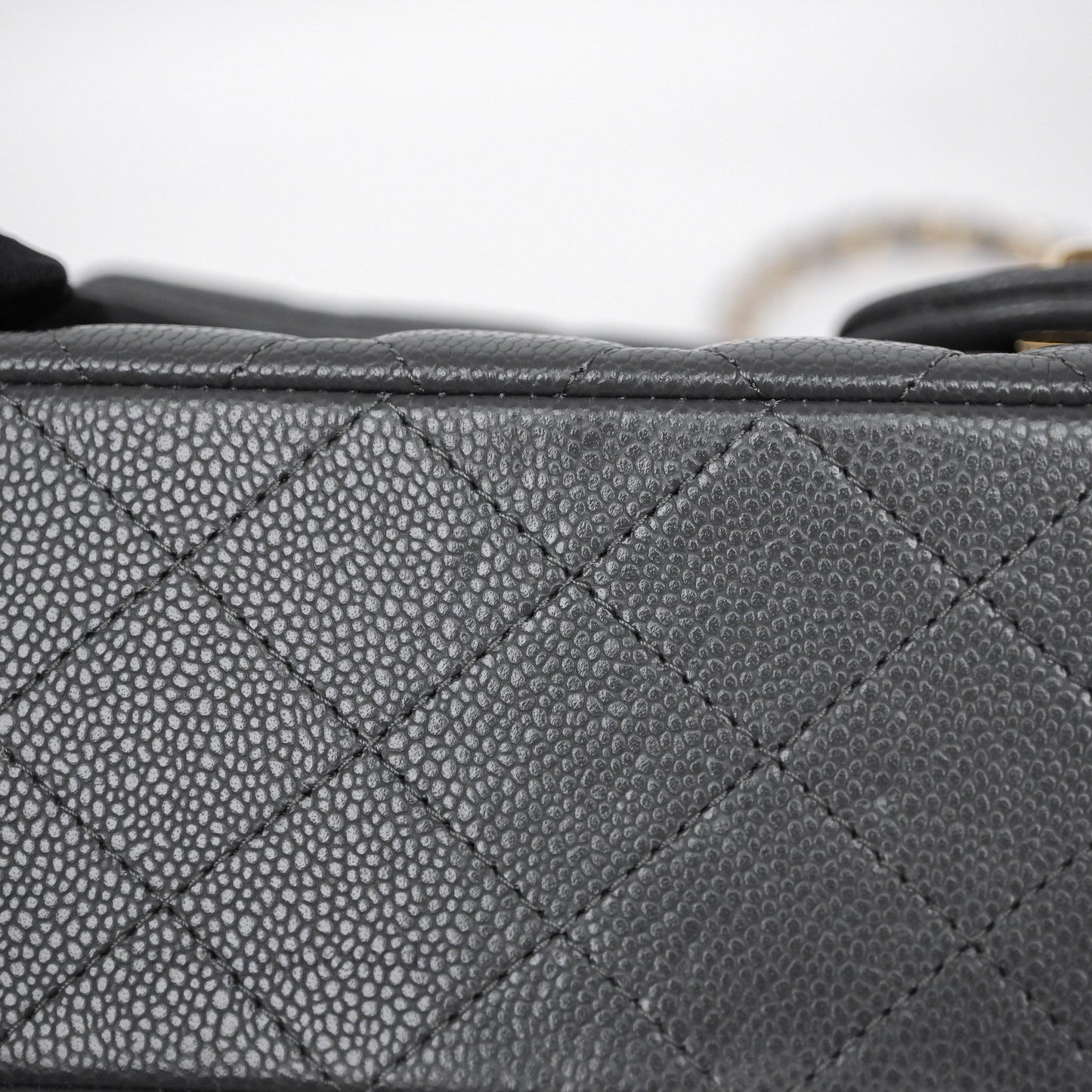 Chanel Classic M/L Medium Flap Quilted Dark Grey Caviar Gold Hardware