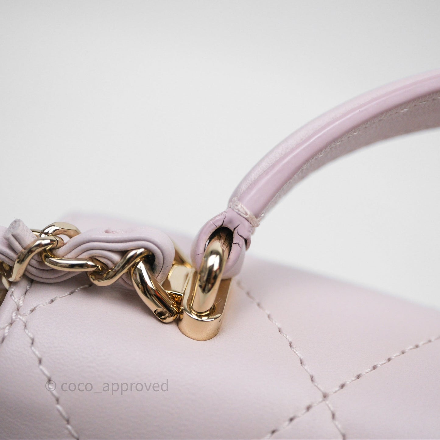 Chanel Small Coco Lady Quilted Flap Bag With Top Handle Light Pink Calfskin Gold Hardware