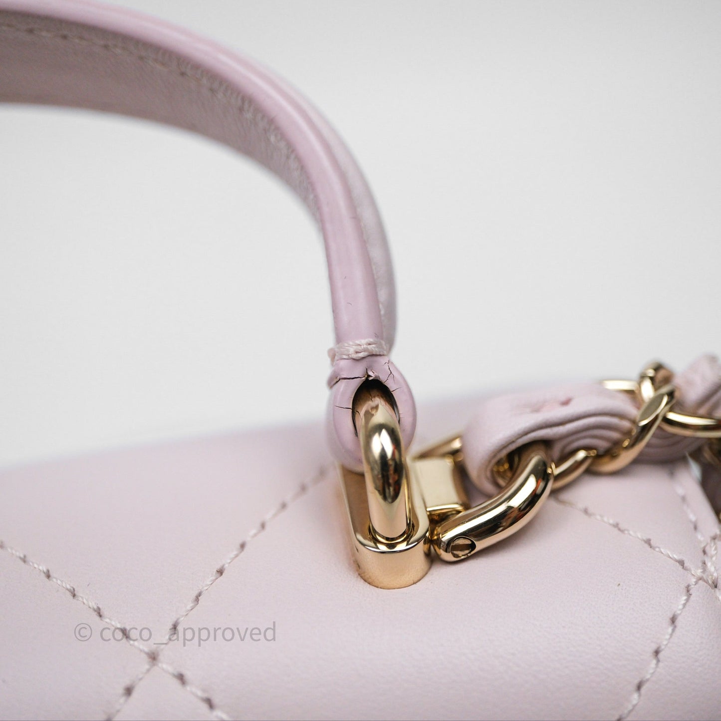 Chanel Small Coco Lady Quilted Flap Bag With Top Handle Light Pink Calfskin Gold Hardware