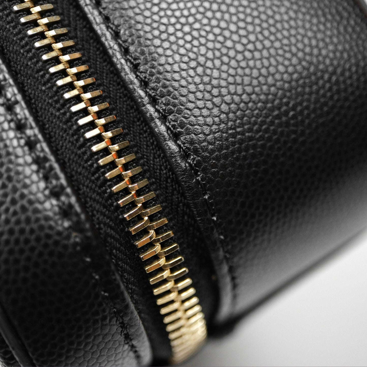 Chanel Quilted Medium CC Filigree Vanity Case Black Caviar Aged Gold Hardware