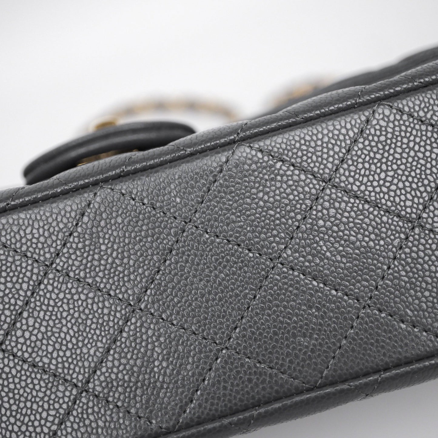 Chanel Classic M/L Medium Flap Quilted Dark Grey Caviar Gold Hardware