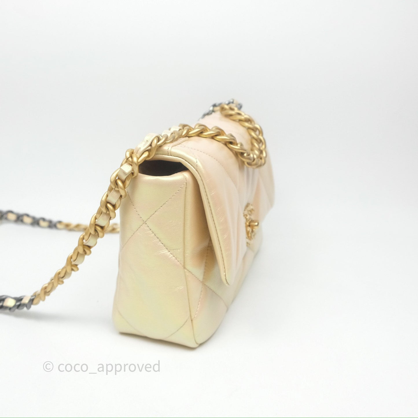 Chanel 19 Small Iridescent Pink Mixed Hardware