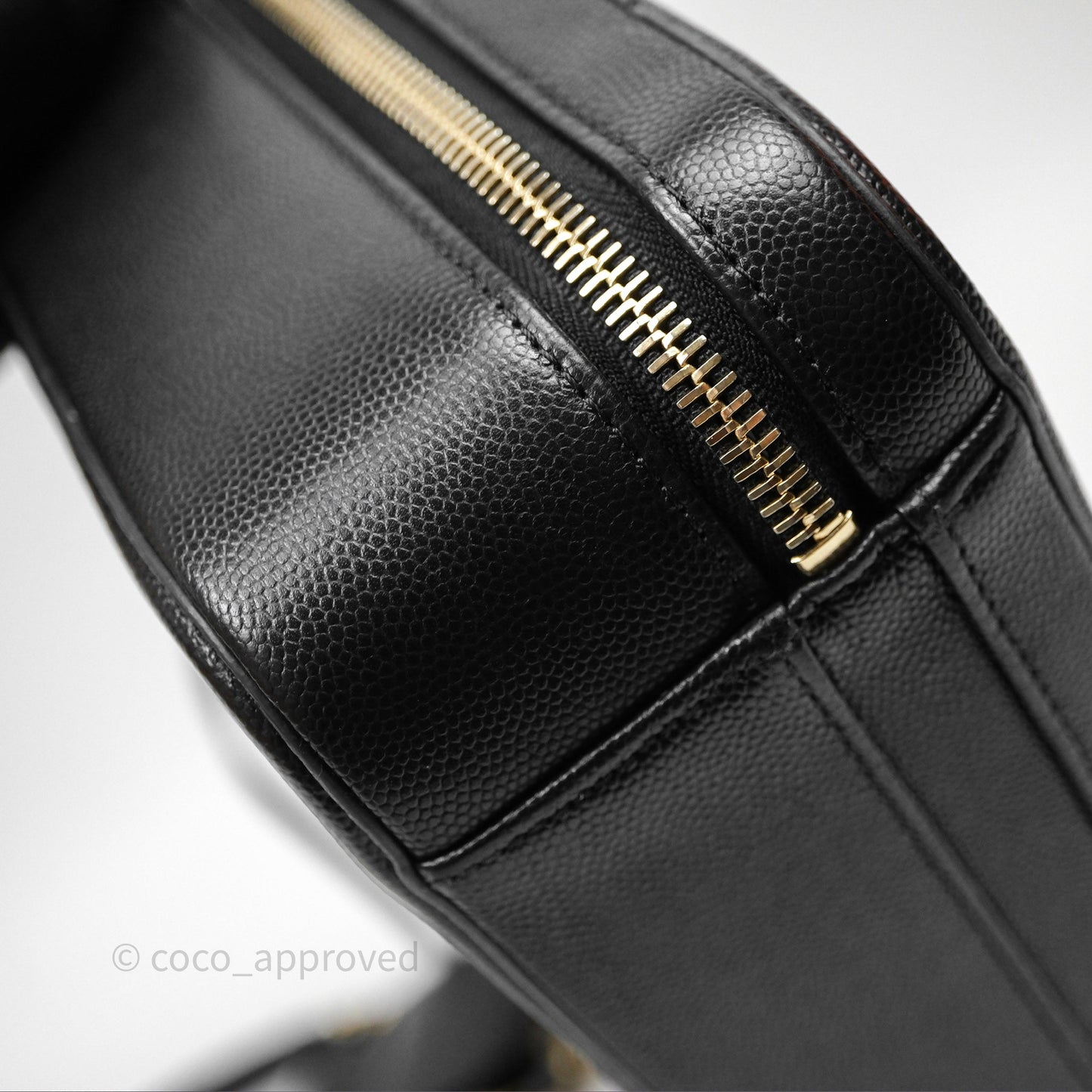 Chanel Quilted Medium CC Filigree Vanity Case Black Caviar Aged Gold Hardware