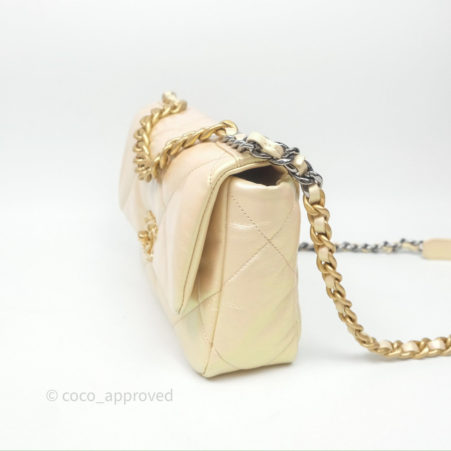Chanel 19 Small Iridescent Pink Mixed Hardware