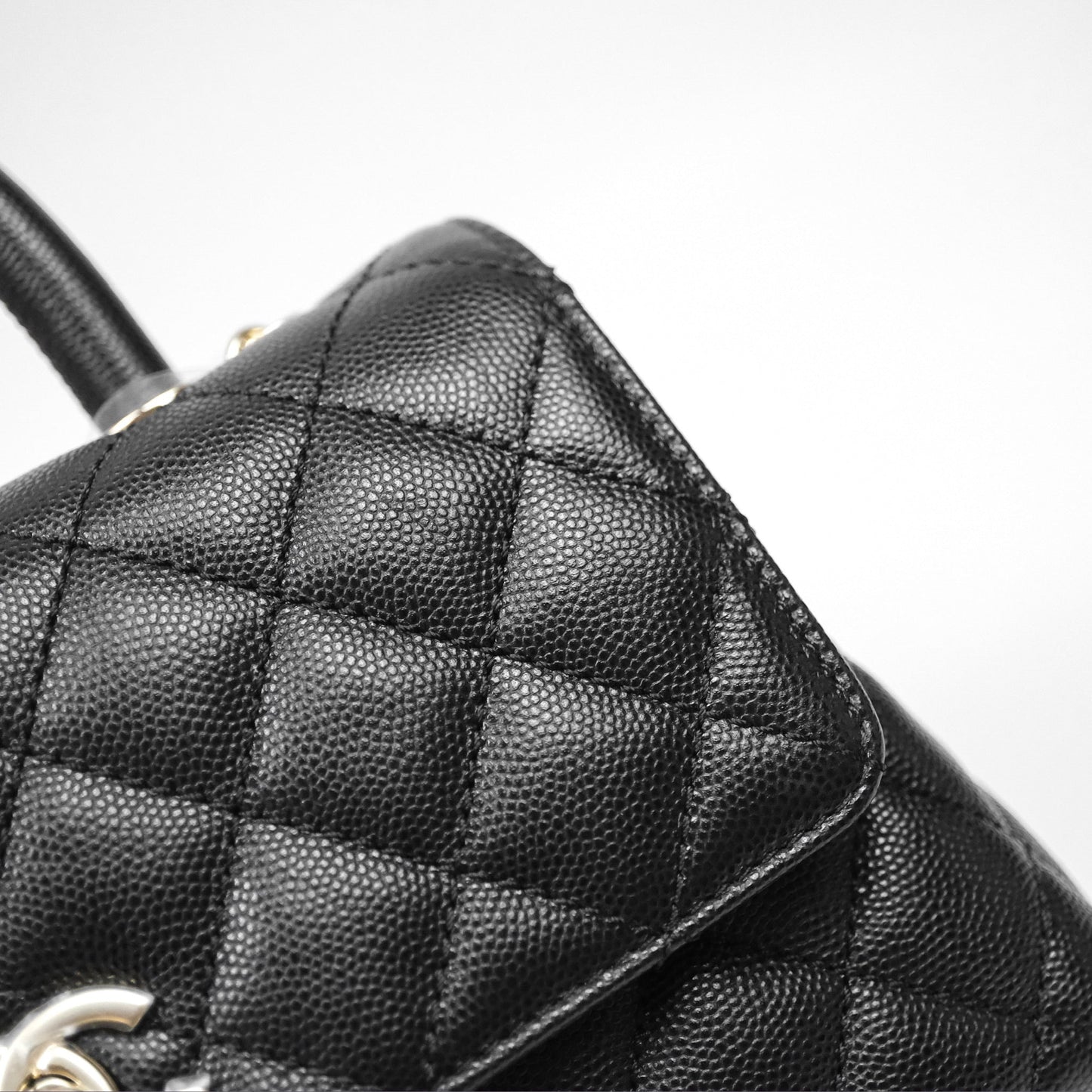 Chanel Small Coco Handle Quilted Black Caviar Gold Hardware