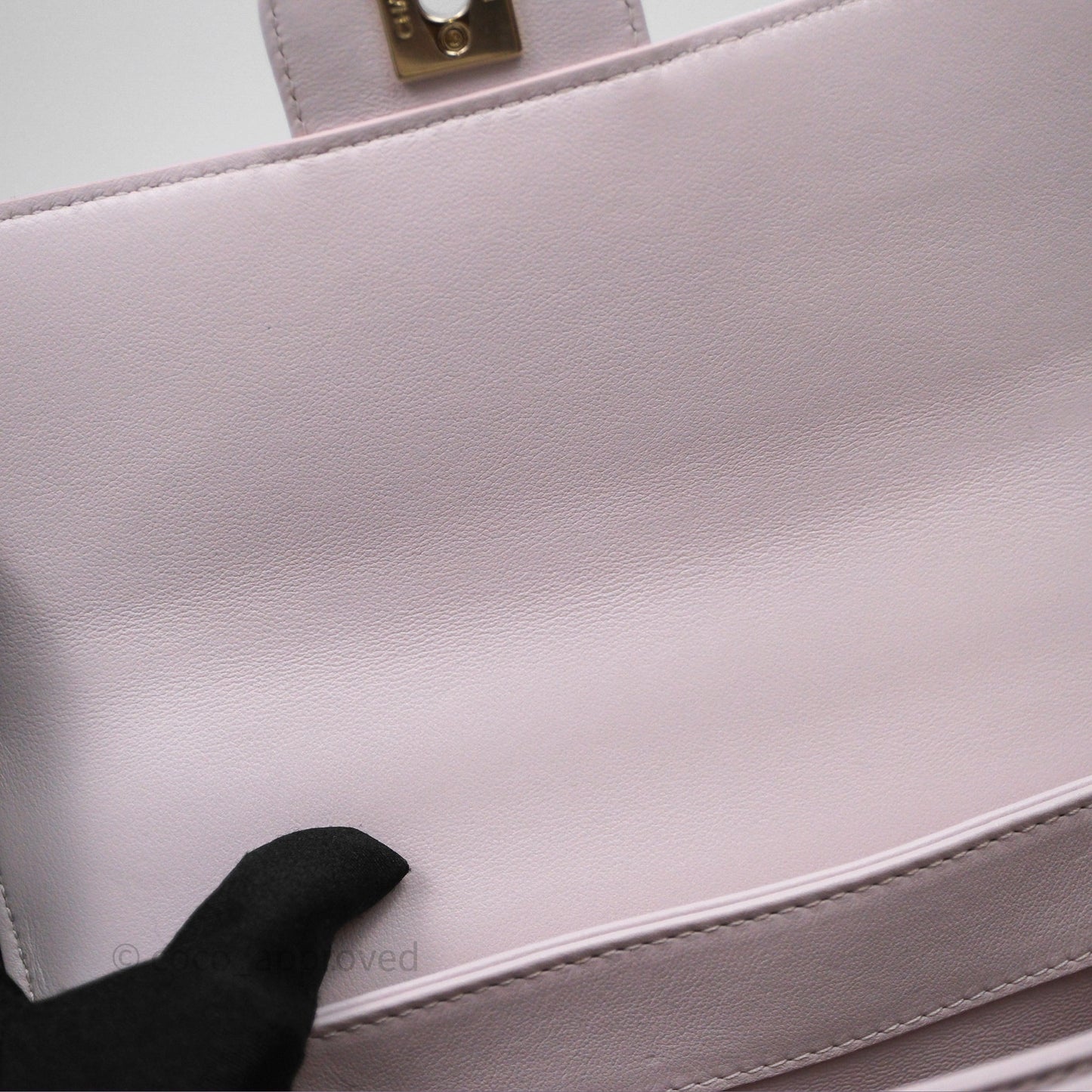 Chanel Small Coco Lady Quilted Flap Bag With Top Handle Light Pink Calfskin Gold Hardware