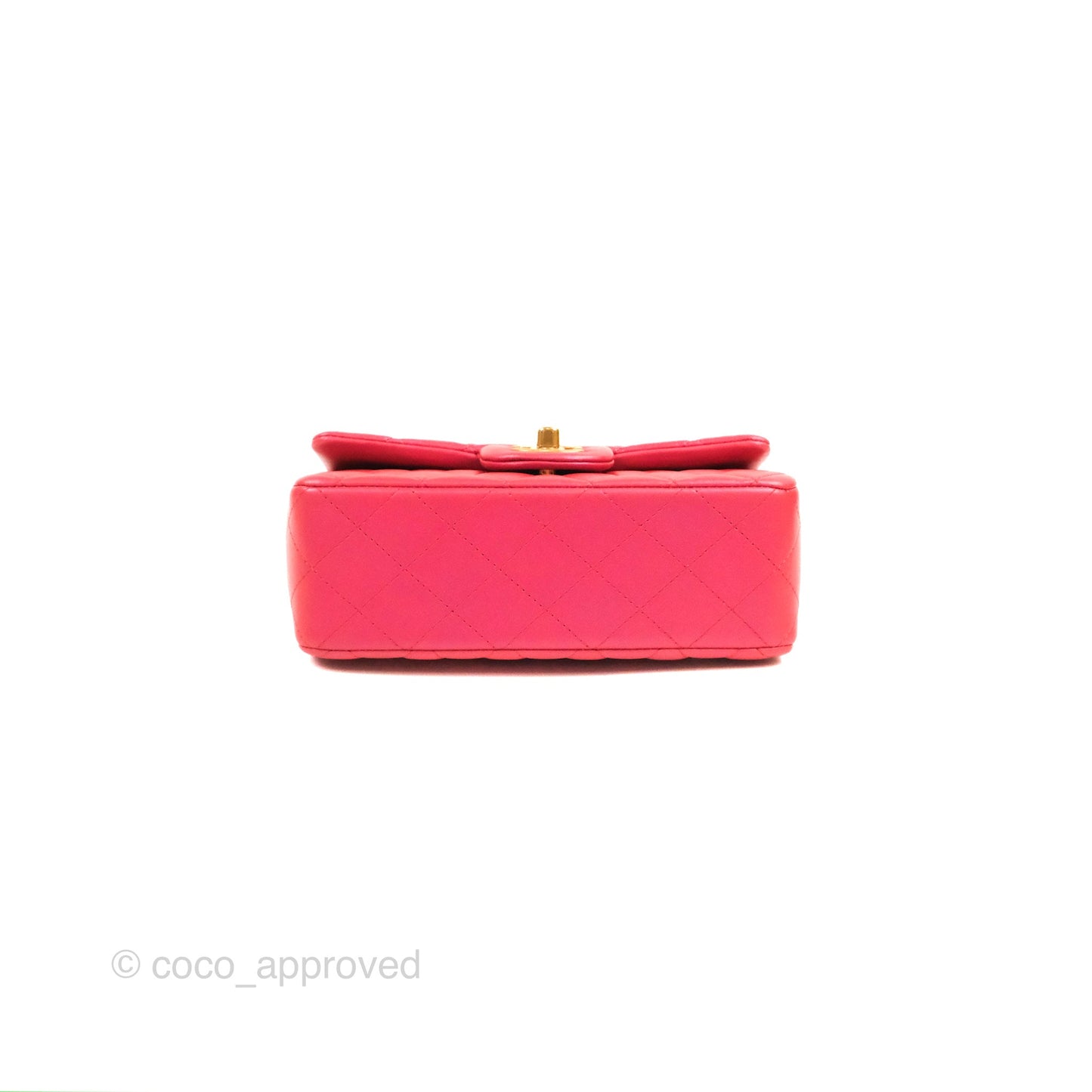 Chanel Top Handle Mini Rectangular Flap Bag Iridescent Dark Pink Lambskin Aged Gold Hardware