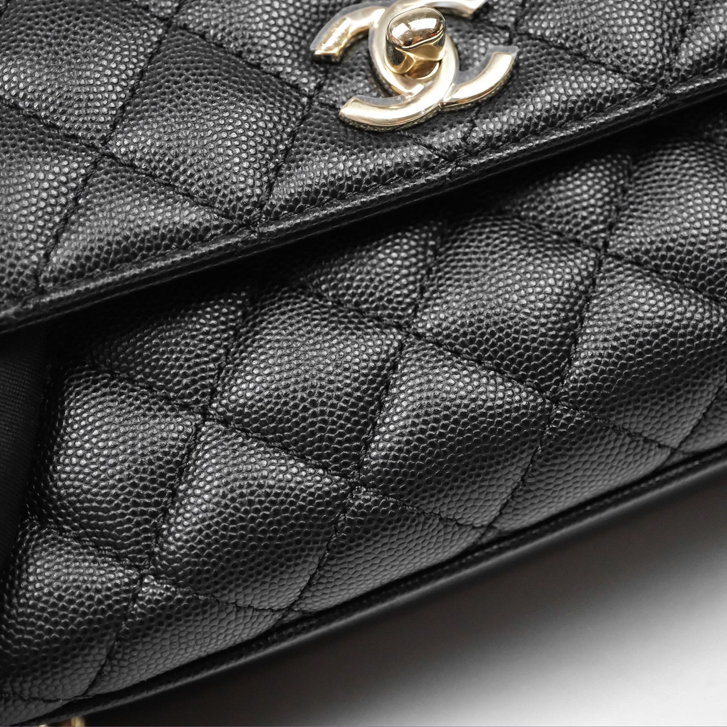 Chanel Small Coco Handle Quilted Black Caviar Gold Hardware