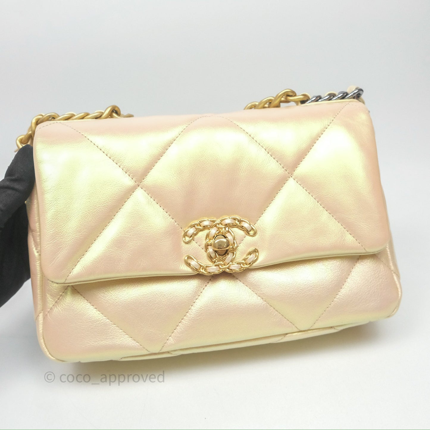 Chanel 19 Small Iridescent Pink Mixed Hardware