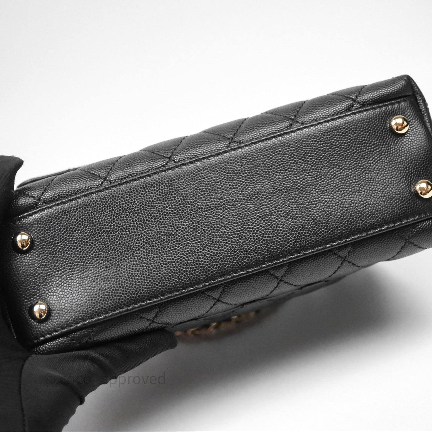 Chanel Small Coco Handle Quilted Black Caviar Gold Hardware