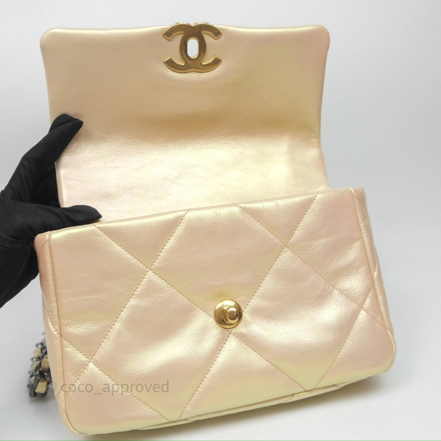 Chanel 19 Small Iridescent Pink Mixed Hardware