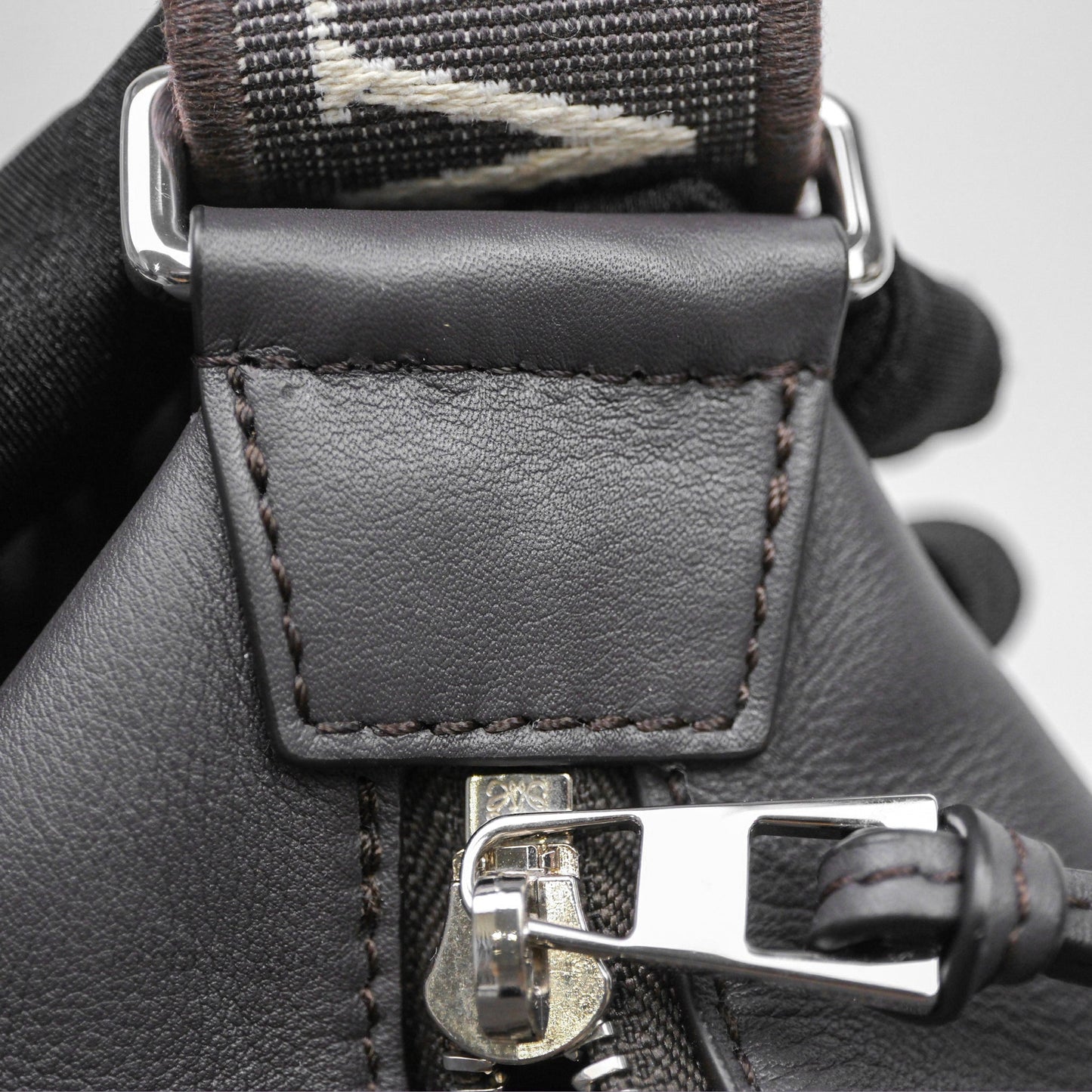 Loewe Small Cubi Bag In Supple Smooth Calfskin and Jacquard Dark Grey