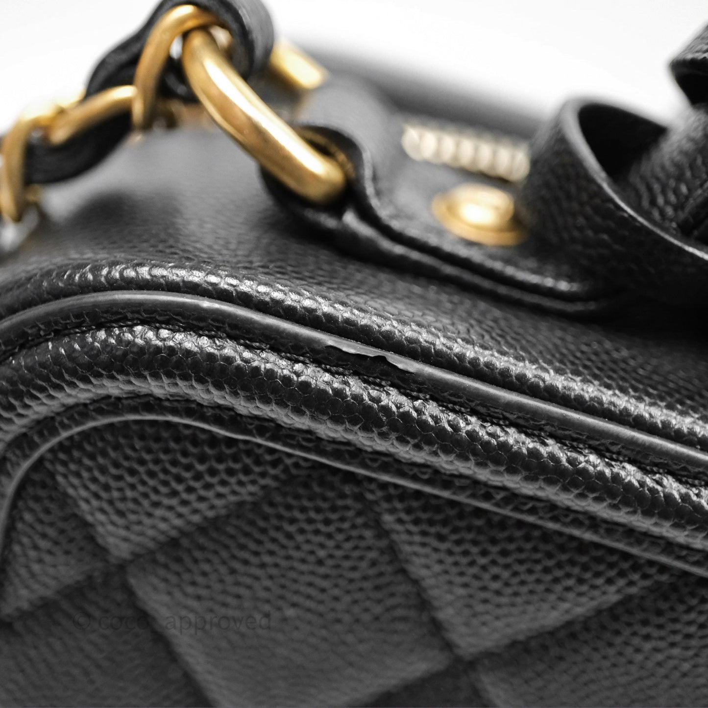 Chanel Quilted Medium CC Filigree Vanity Case Black Caviar Aged Gold Hardware