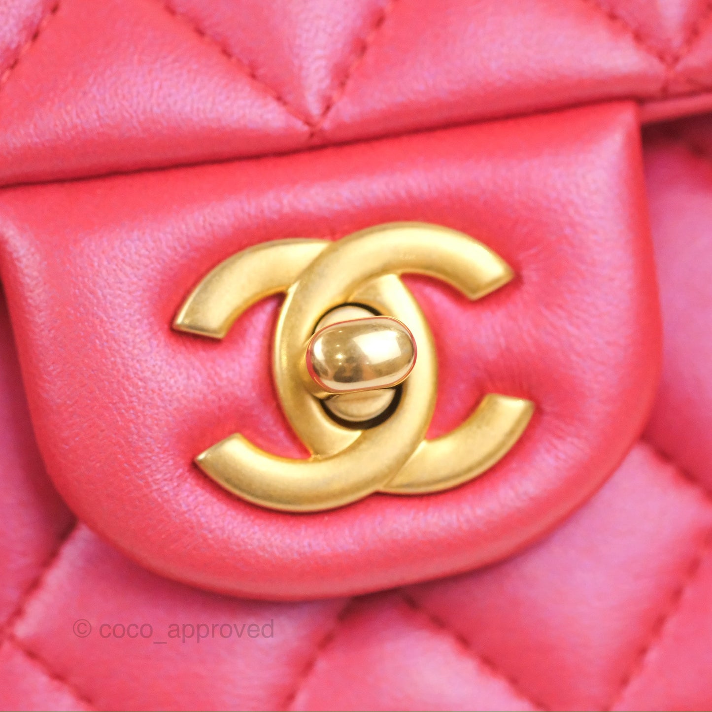 Chanel Top Handle Mini Rectangular Flap Bag Iridescent Dark Pink Lambskin Aged Gold Hardware