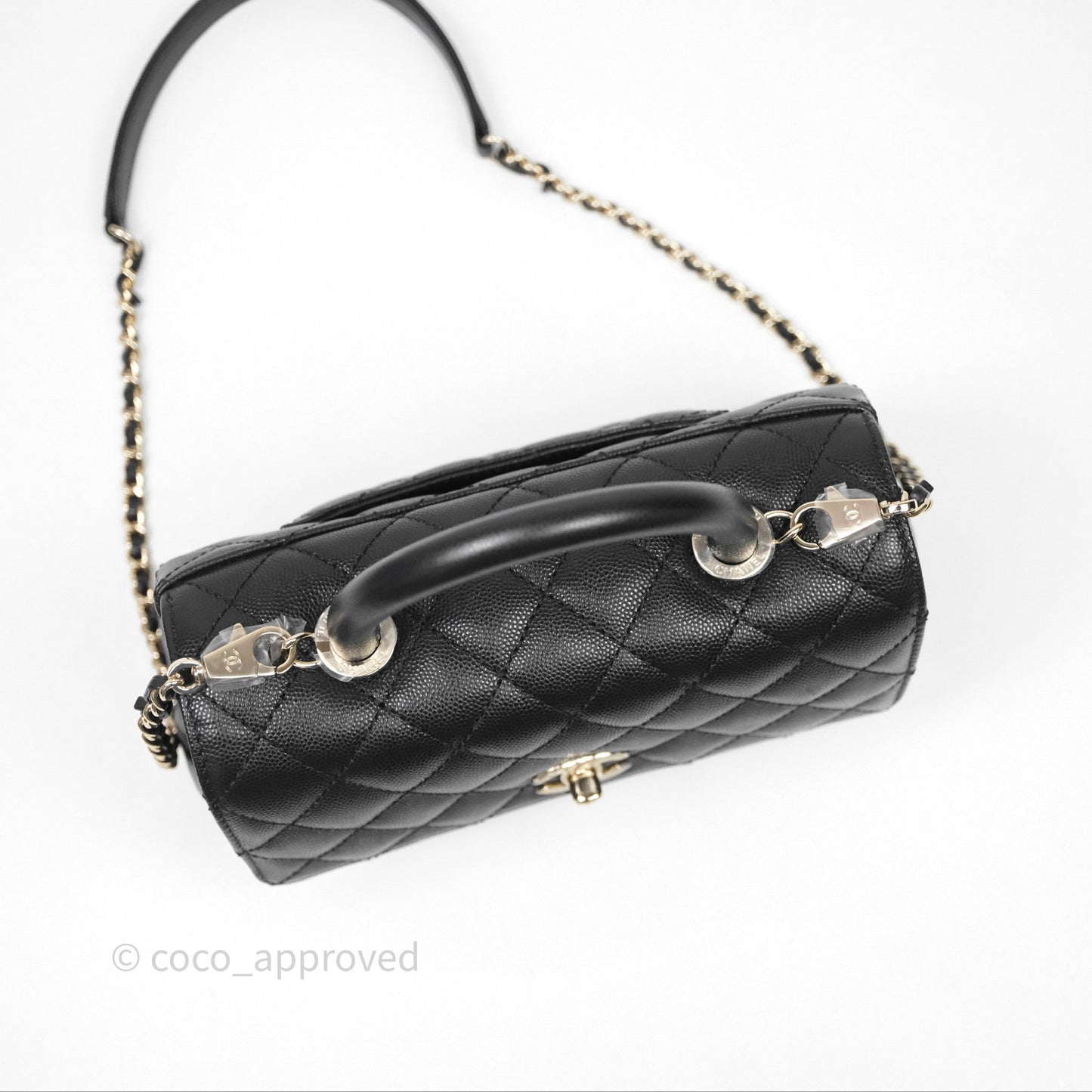 Chanel Small Coco Handle Quilted Black Caviar Gold Hardware