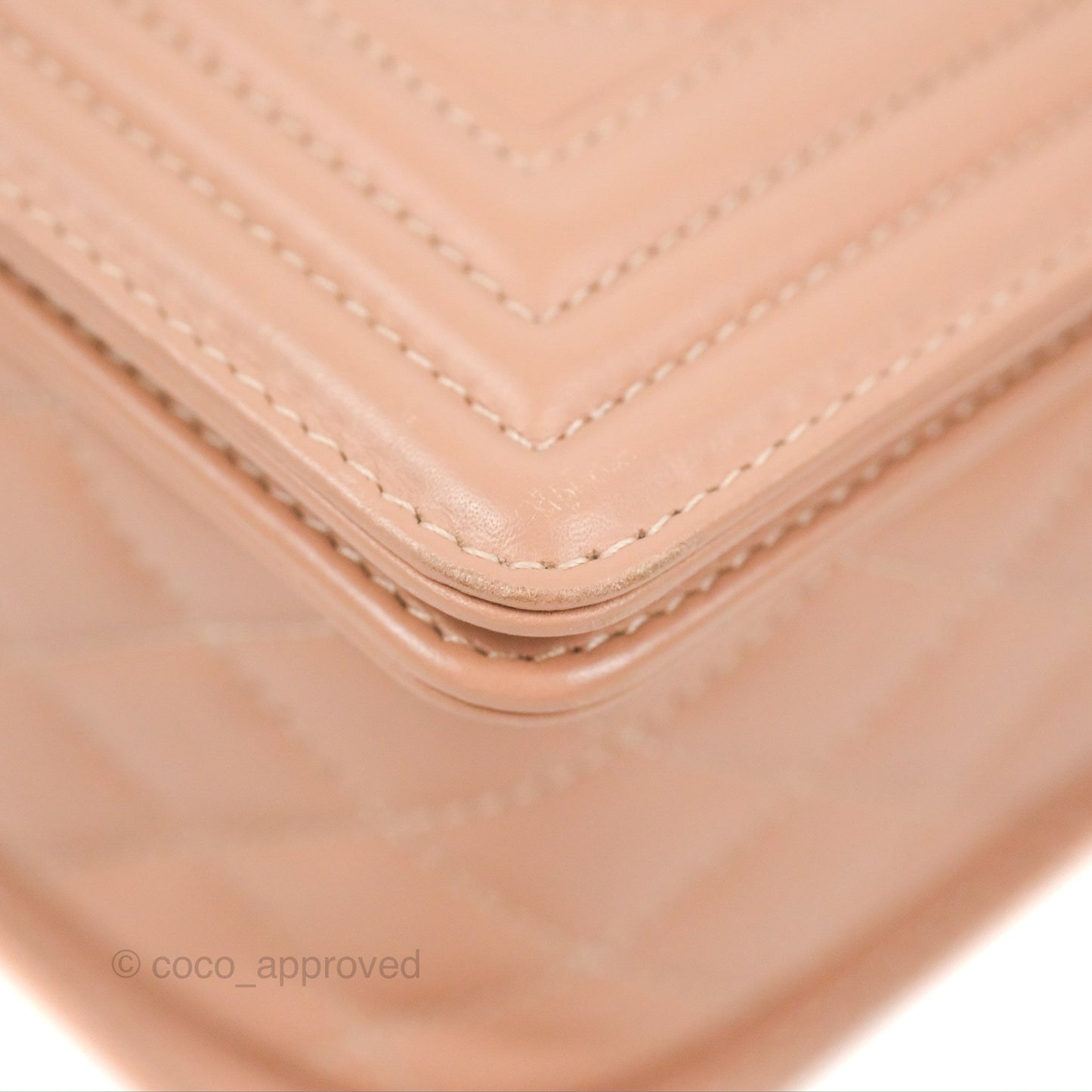 Chanel Chevron & Quilted Medium Boy Beige Calfskin Gun Metal