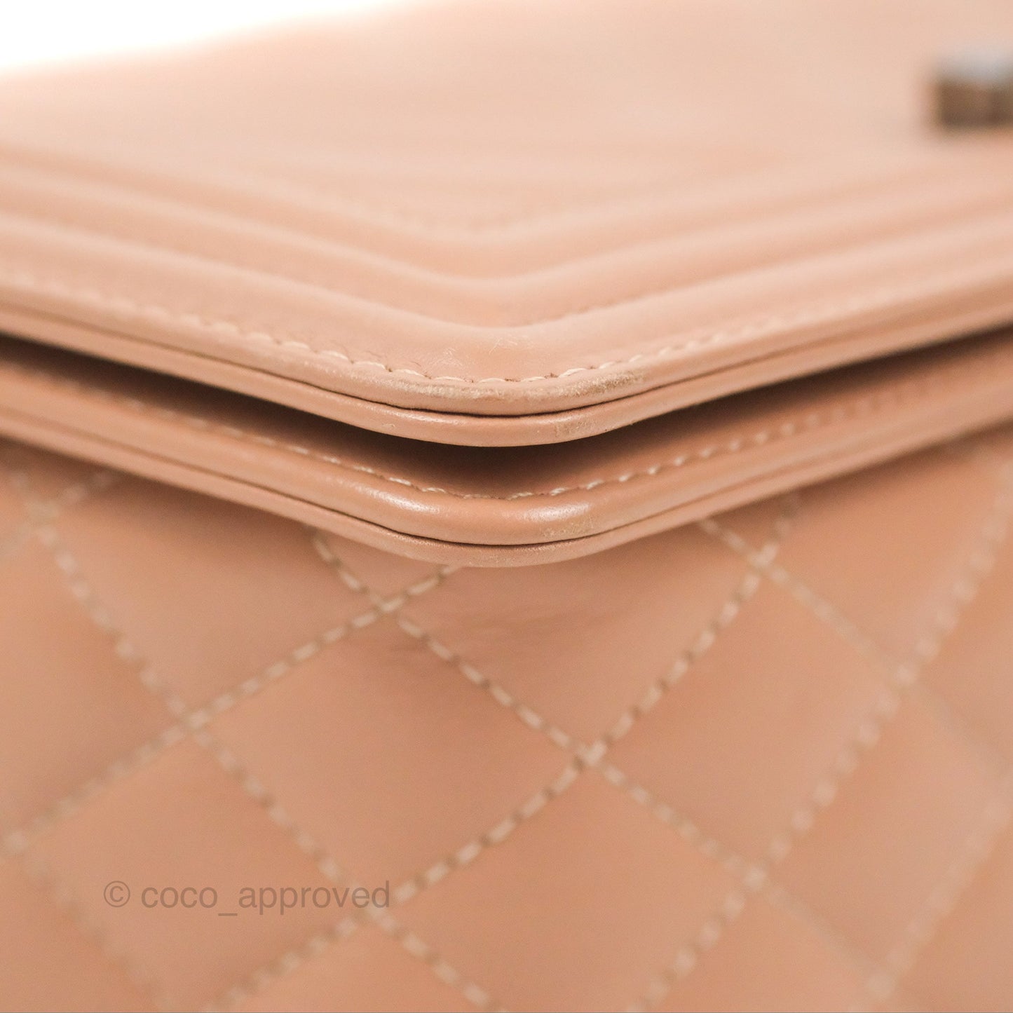 Chanel Chevron & Quilted Medium Boy Beige Calfskin Gun Metal