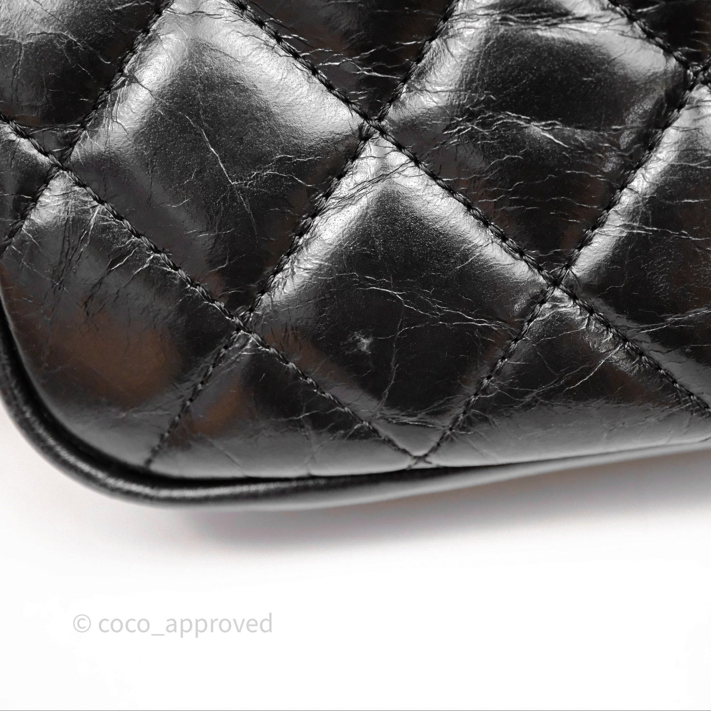 Chanel Flap Bag Black Glazed Calfskin Ruthenium Hardware