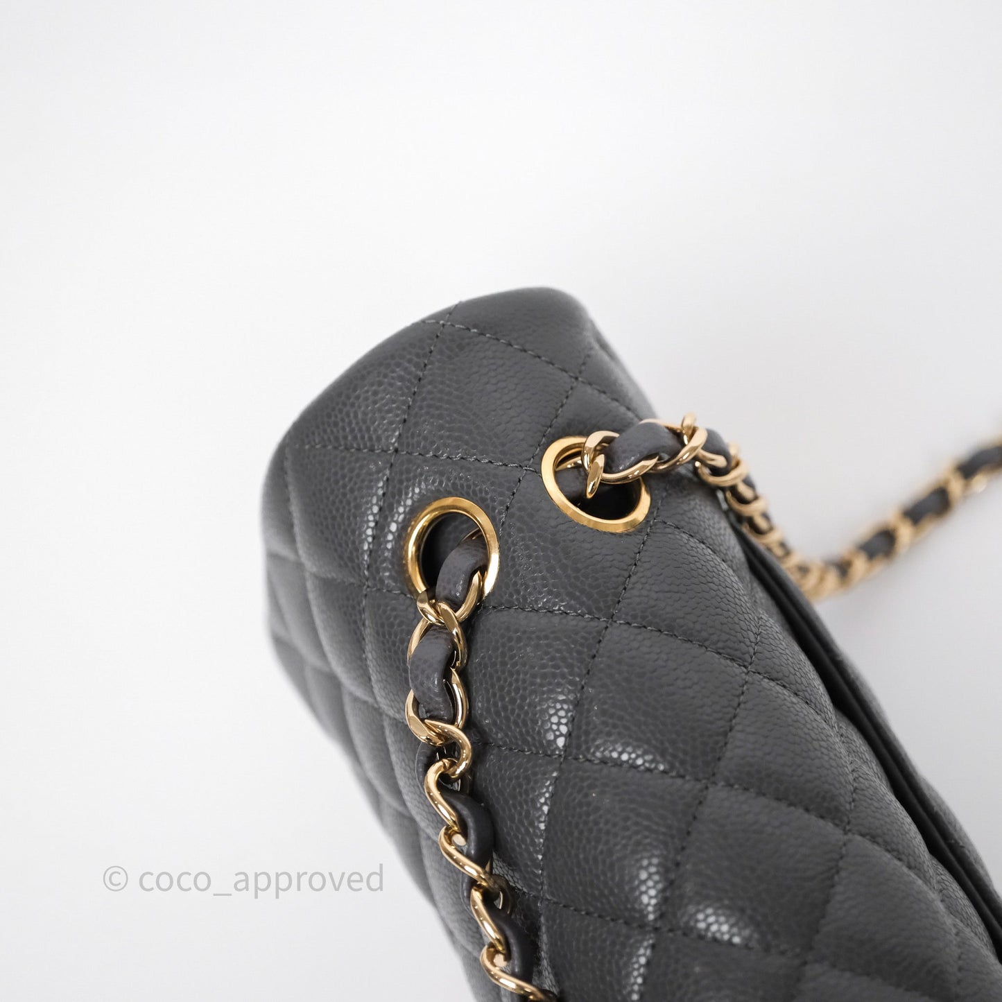 Chanel Classic M/L Medium Flap Quilted Dark Grey Caviar Gold Hardware