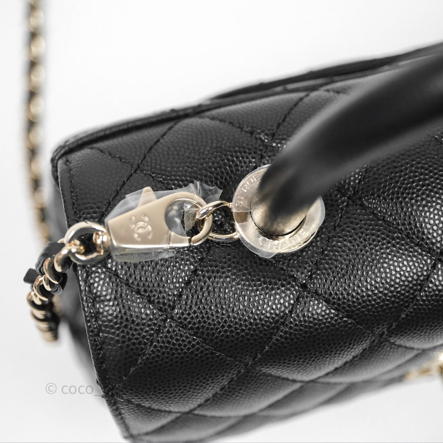 Chanel Small Coco Handle Quilted Black Caviar Gold Hardware