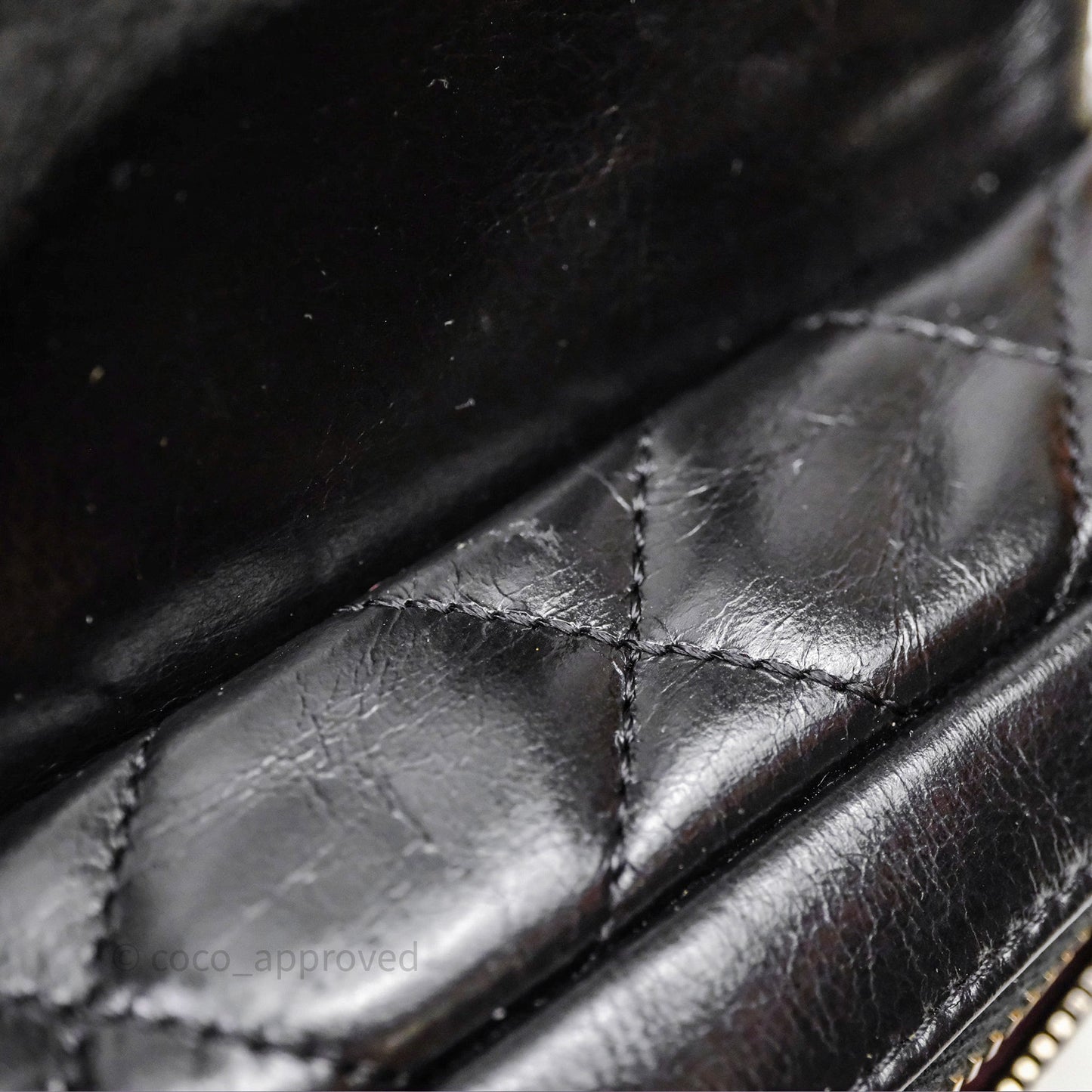 Chanel Flap Bag Black Glazed Calfskin Ruthenium Hardware