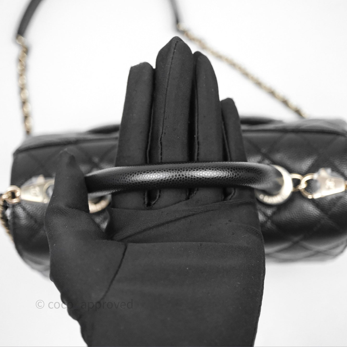 Chanel Small Coco Handle Quilted Black Caviar Gold Hardware