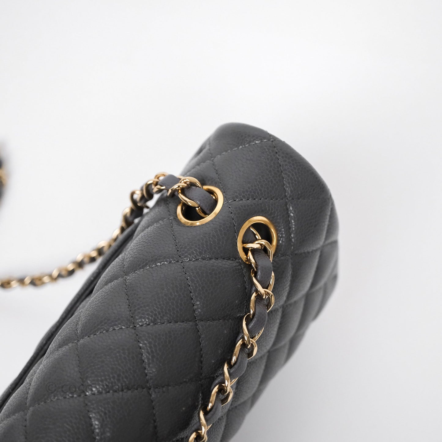 Chanel Classic M/L Medium Flap Quilted Dark Grey Caviar Gold Hardware