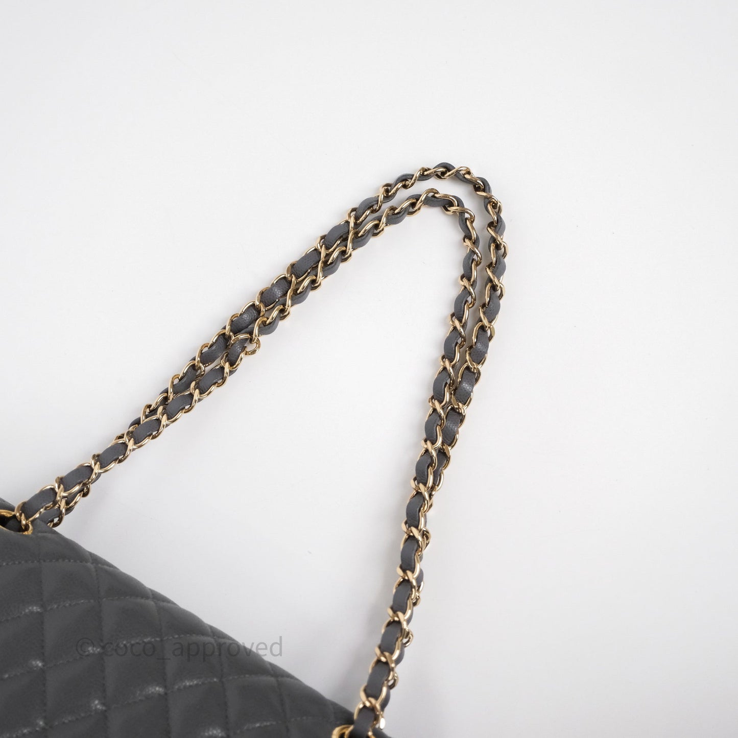 Chanel Classic M/L Medium Flap Quilted Dark Grey Caviar Gold Hardware