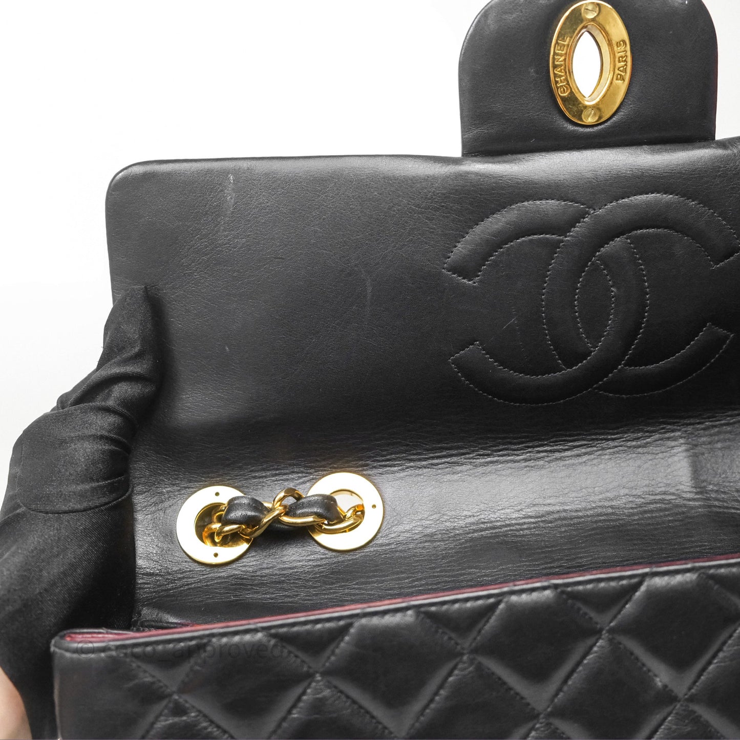 Chanel Vintage Jumbo Single Flap Black Lambskin 24K Gold Hardware