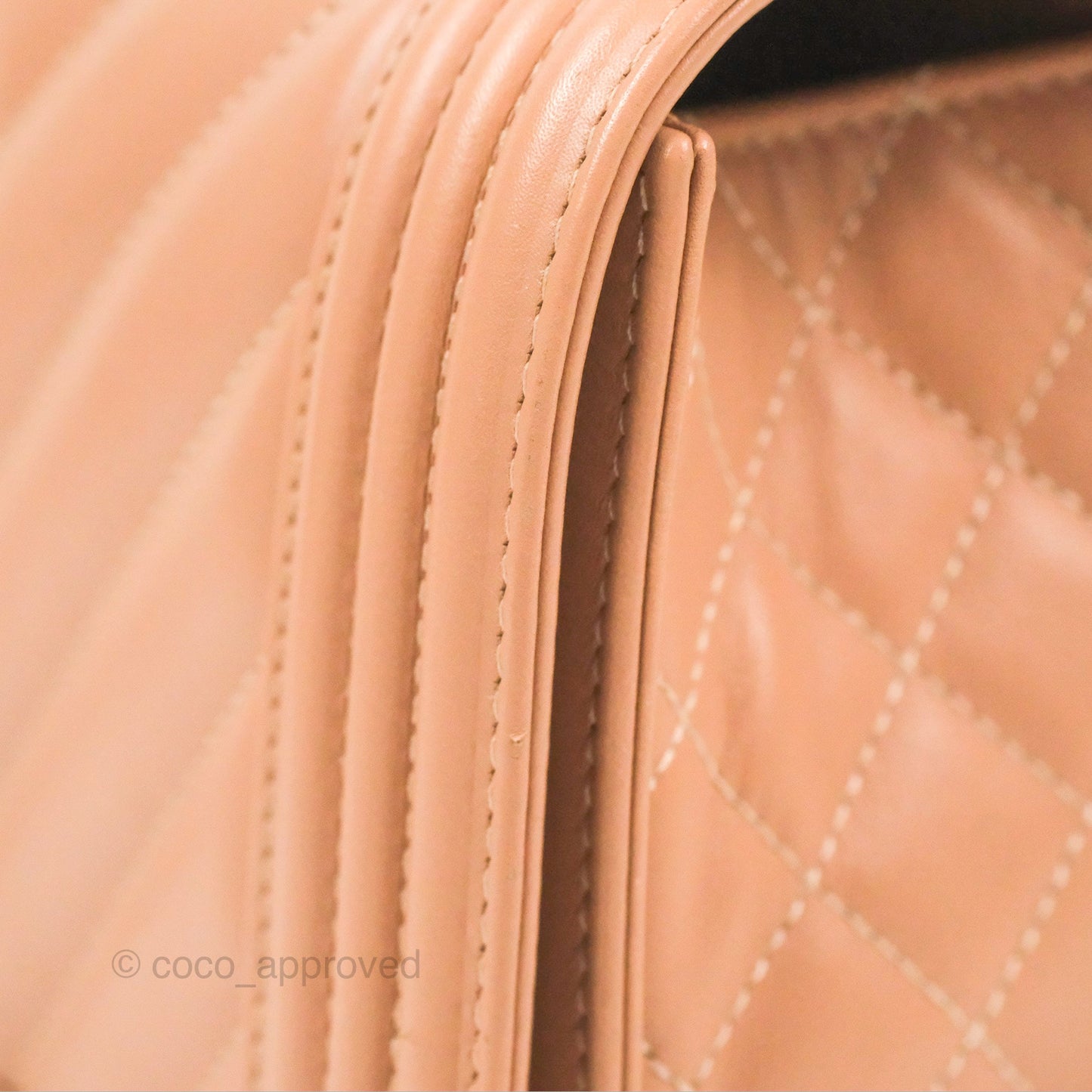 Chanel Chevron & Quilted Medium Boy Beige Calfskin Gun Metal