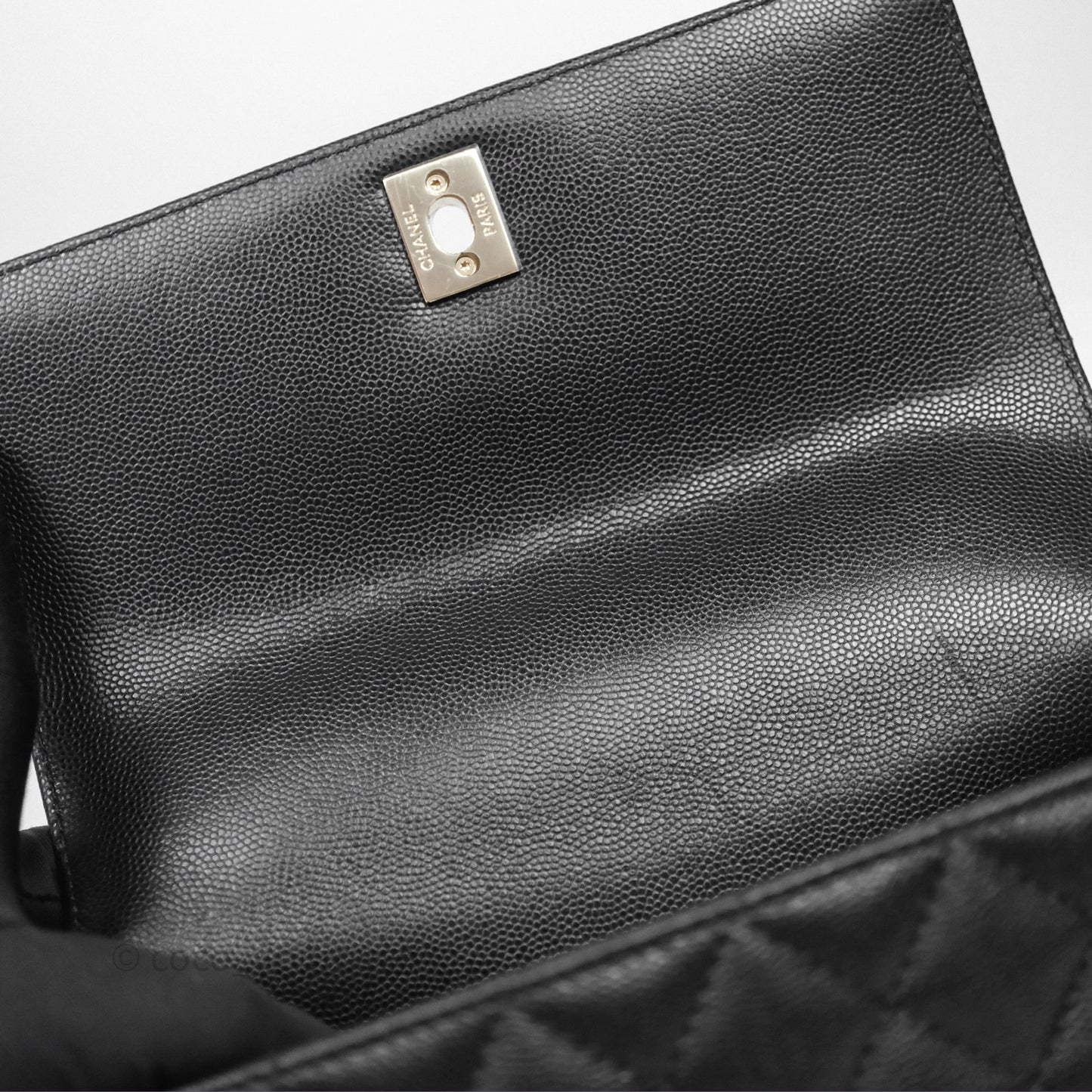 Chanel Small Coco Handle Quilted Black Caviar Gold Hardware