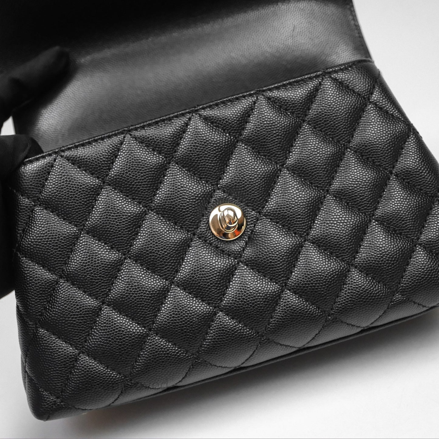 Chanel Small Coco Handle Quilted Black Caviar Gold Hardware