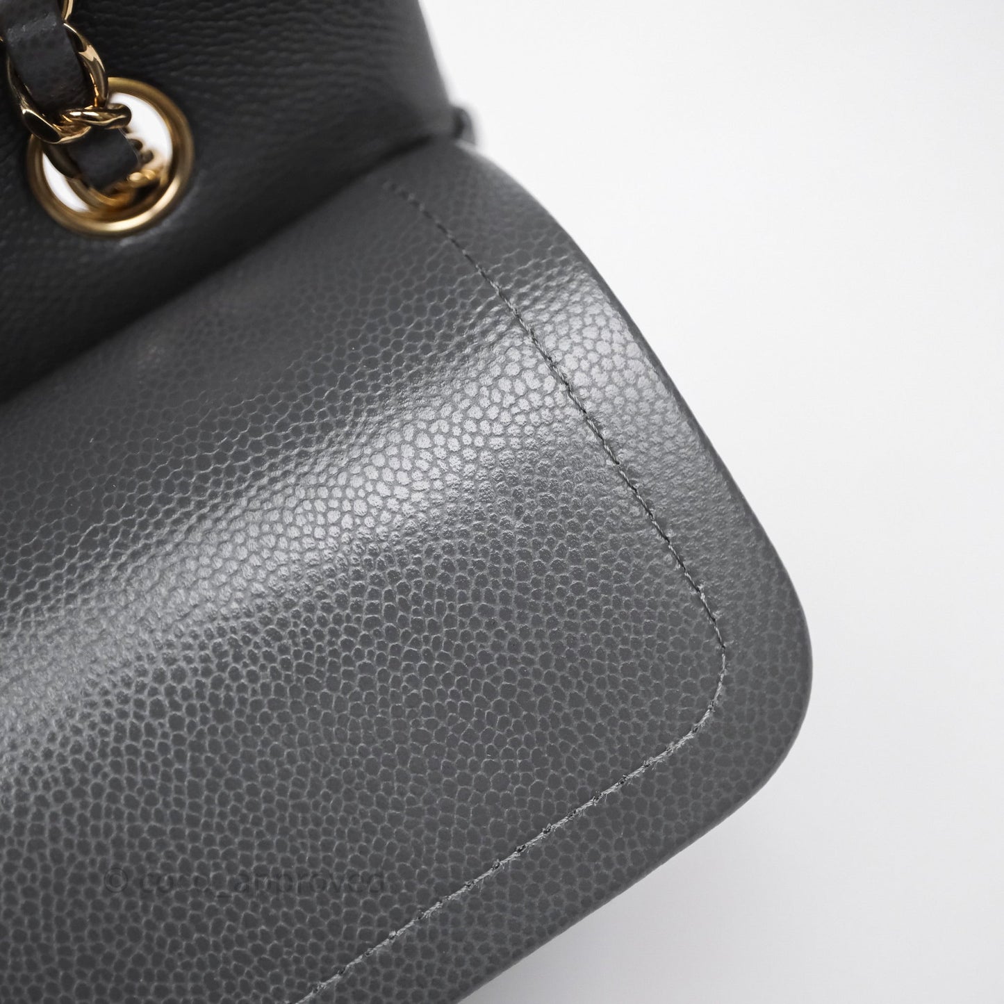 Chanel Classic M/L Medium Flap Quilted Dark Grey Caviar Gold Hardware