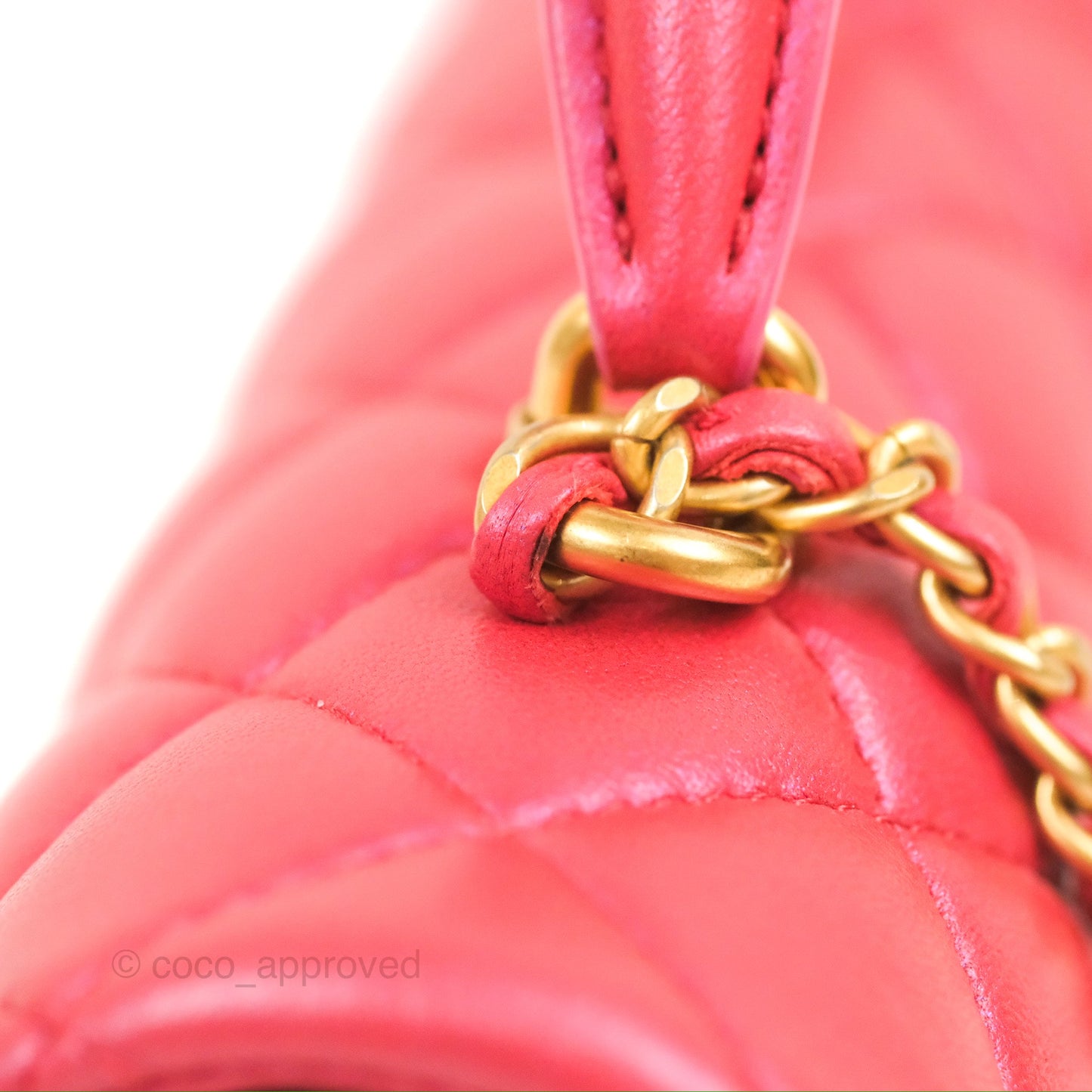 Chanel Top Handle Mini Rectangular Flap Bag Iridescent Dark Pink Lambskin Aged Gold Hardware