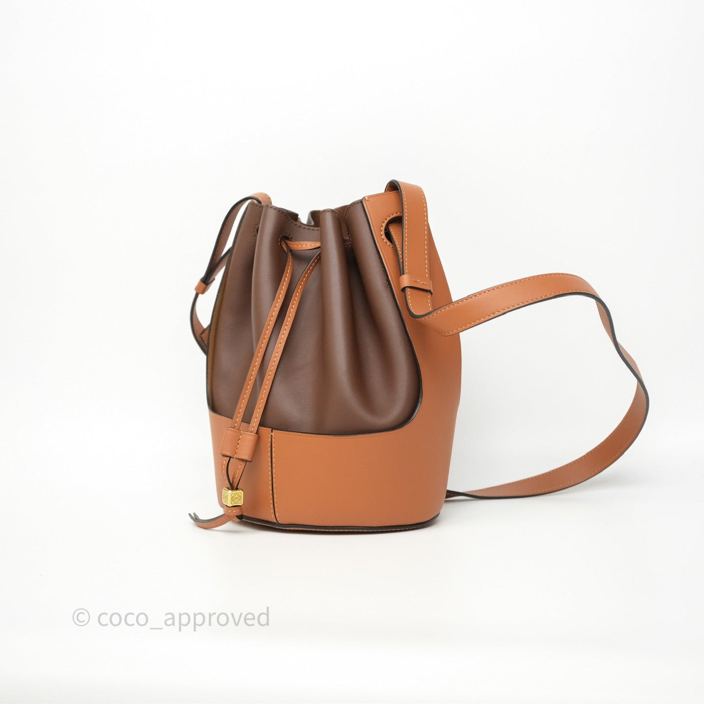 Loewe Small Balloon Bucket Bag Brown Tan Calfskin