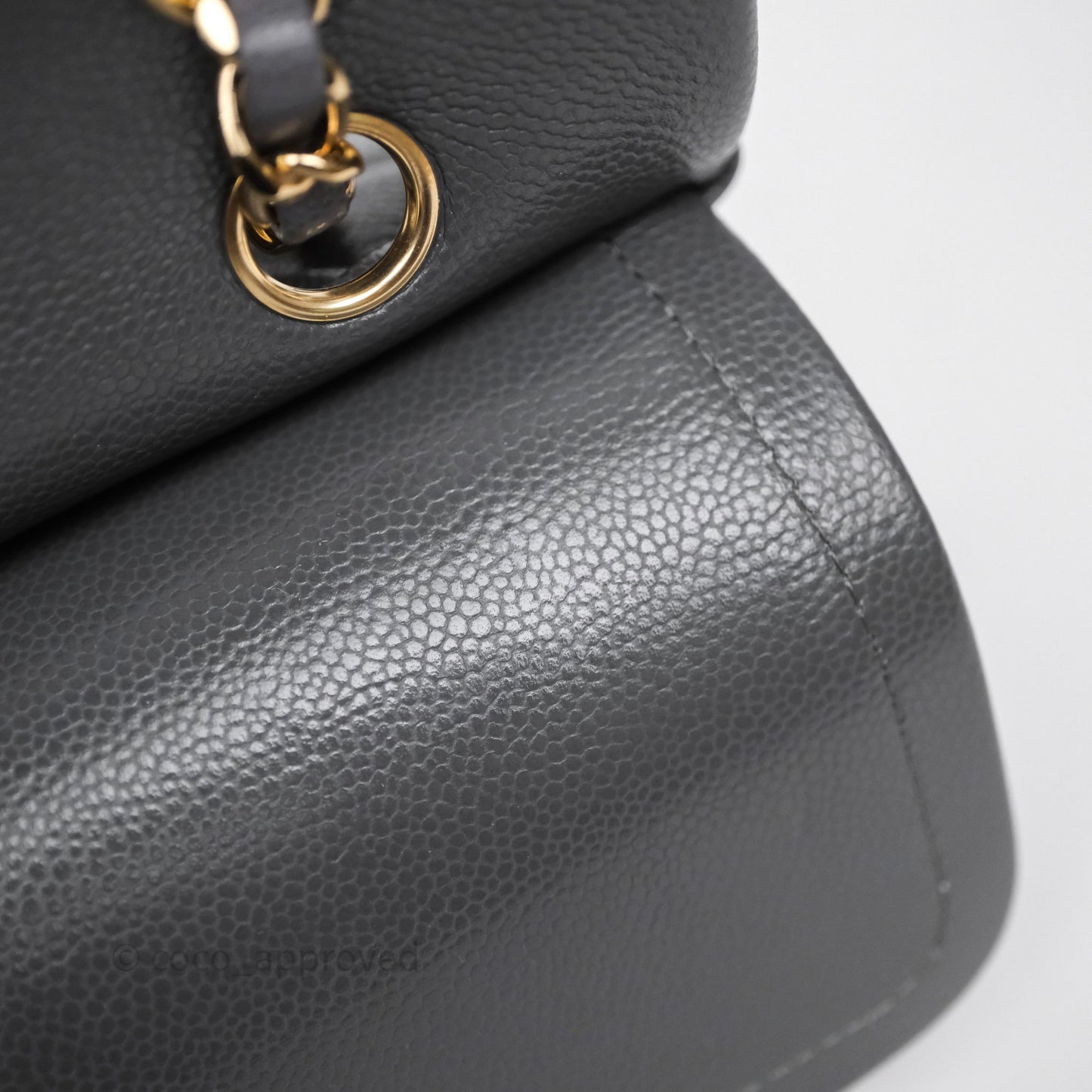 Chanel Classic M/L Medium Flap Quilted Dark Grey Caviar Gold Hardware